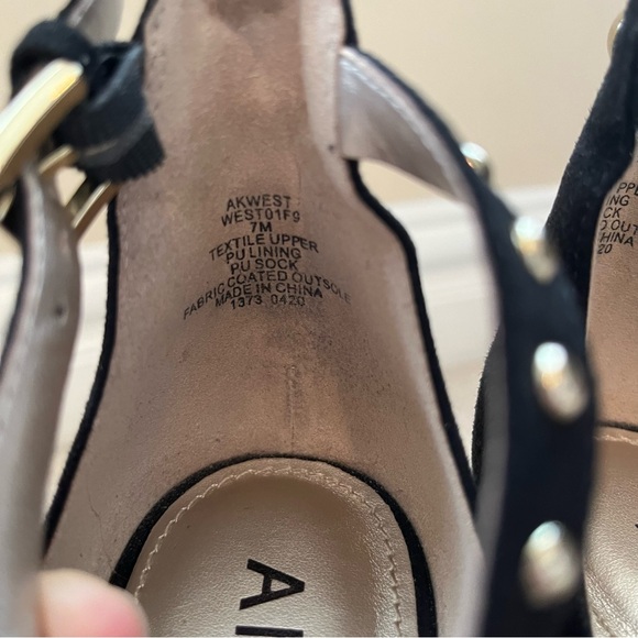 Anne Klein iflex open toe gold studded heels - Picture 5 of 10